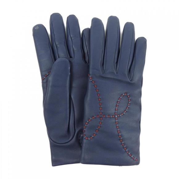 Hermès -- Navy Leather gloves - Picture 1 of 4